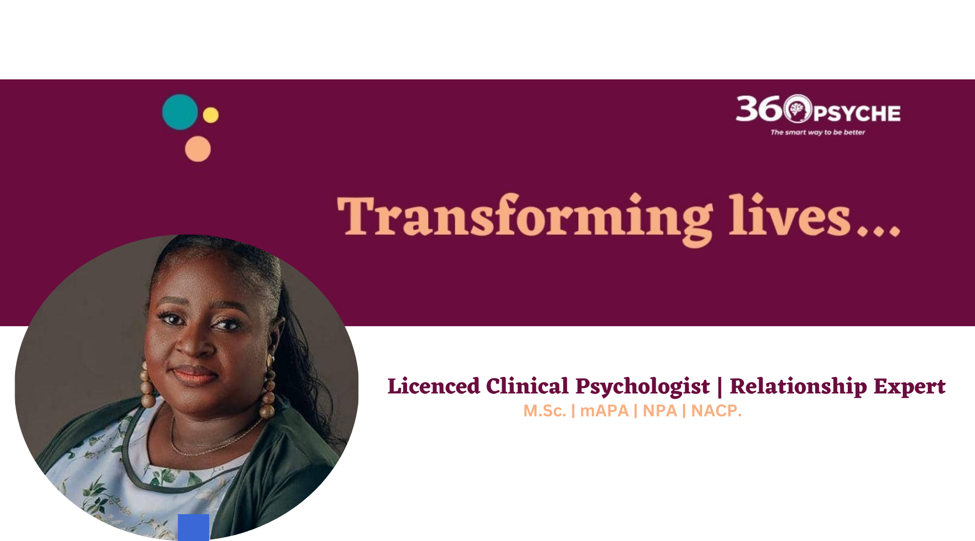 Licenced Clinical Psychologist Relationship Expert Abuja Nigeria - Priscilla Bako - 360 Psyche